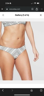 Athleta Chevron Reversible Bikini Bottom, Black & White SIZE L     #291945 N0418 - Image 1 of 4