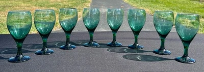 8 copas de lágrima Libbey verde enebro con borde dorado - ¡EXCELENTE! Foto 1 de 3