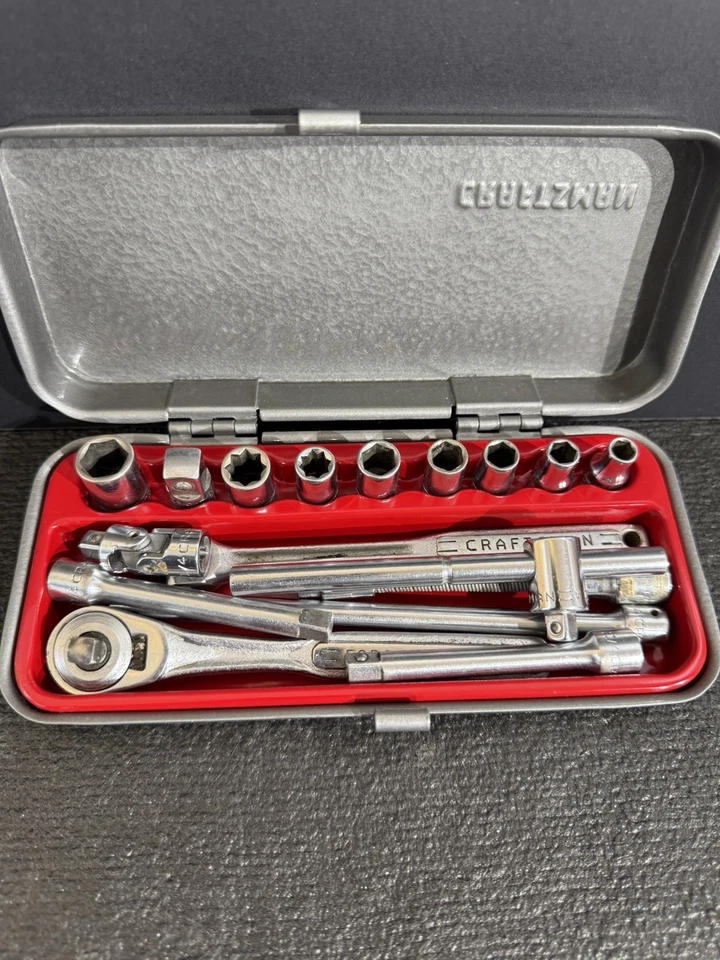 "Juego de enchufes de accionamiento de 1/4"" Sears Craftsman vintage 100 % todo-V- EE. UU. con estuche nuevo" Foto 1 de 4