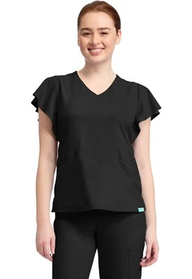 Blusa Médica Med Couture Para Mujer 2 Bolsillos Manga Acampanada Cuello en V MC611 NEGRA Foto 1 de 4