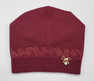 MARIV Kids Girls’ Wool Blend Burgundy Rhinestone Hat Sz 4-7 Years NWT - Picture 1 of 3