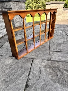 VTG Wood Tea Cup & Saucer Curio Wall Mount Display Shelf W36”xH 19 "xD5.25" - Picture 1 of 9