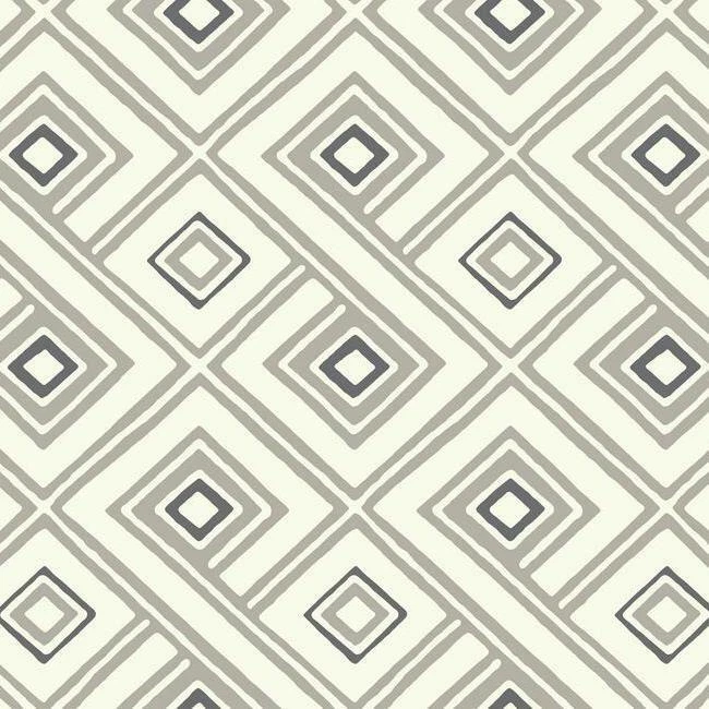 Papel Pintado Diseñador Paradoja Gris Diamante Geométrico en Blanco Foto 1 de 1