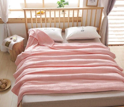 Manta Tejida Algodón Puro Mantas Transpirables Antiestática Delgada Para Verano Nueva Foto 1 de 4