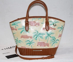 Borsa tote BRAHMIN Jeanne marrone miele Copa Cabana auto palme borsa a mano nuova con etichette - Foto 1 di 6