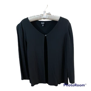 Eileen Fisher Black Crepe Open Front Short Cardigan - Sz XS (NO FABRIC TAG) - Picture 1 of 8