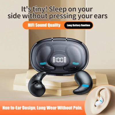Mini Wireless Sports Sleep Earphones TWS Bluetooth 5.3 Headphones Hidden Earbuds - Image 1 of 4