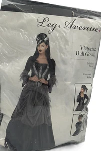 Victorian Ball Gown Adult Women's Alluring Dress Costume - Black/Grey - L, 12/14 - Picture 1 of 1