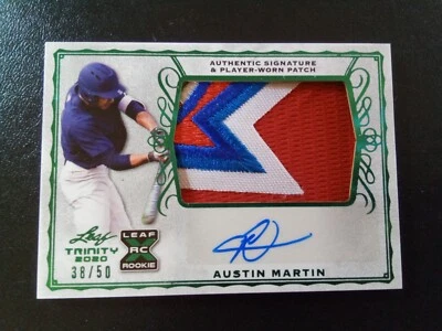 Austin Martin 2020 Leaf Trinity RC Rookie Logo Patch Auto /50 Blue Jays - Image 1 of 2