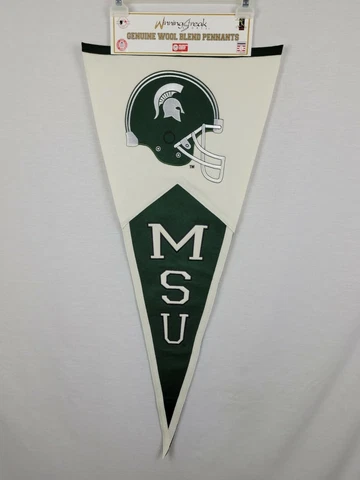 Michigan State Spartans Helmet Embroidered Wool Blend Football Pennant Flag 40" Cover