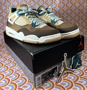 Worn Twice NIKE AIR JORDAN 4 Retro GS - Cacao Wow / Geode Teal SIZE UK 5 EU38 - Picture 1 of 10