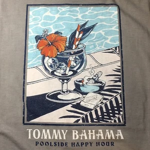 Tommy Bahama Gray "Poolside Happy Hour" Medium Graphic T-Shirt | M Tee cigars - Picture 1 of 7