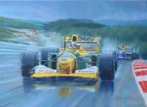 Estampado artístico de Michael Schumacher Benetton F1 Fórmula Uno deportes de motor carreras - Imagen 1 de 1