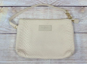 Cole Haan Small Cream Handbag Wristlet Purse Wrist Strap Snakeskin Texture - Picture 1 of 4