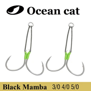2 Pairs Fishing Assist Hook Black Mamba Circle Hook Jigging Jigs Fishing Tackle - Picture 1 of 13