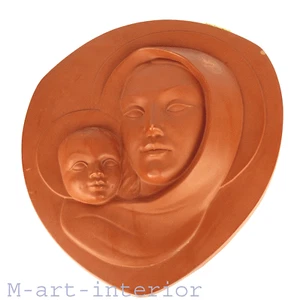 Madonna mit Kind, Terrakotta Wandbild, Gmundner Keramik,Gmunden Austria, ~1950 - Bild 1 von 5
