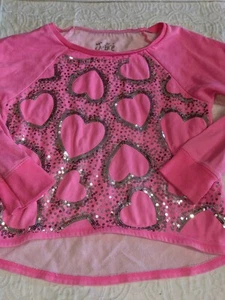 Justice girls sz. 10 pink sequin silver heart design sweatshirt. Cute, nt. desc. - Picture 1 of 9