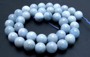 10-11mm Round Natural Blue Aquamarine Loose Beads for Jewelry Making Strands 15" - Picture 1 of 2