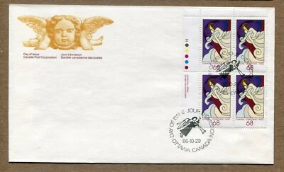 CANADA First Day Cover Series 1986-10-29 Christmas Angels. 4X68¢ CORNER BLOCK - Image 1 of 2