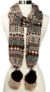 "Bufanda de punto para mujer Muk Luks elegante cálida pompones grandes corazones nórdicos de Navidad 76" - Imagen 1 de 1
