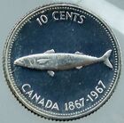 1967 CANADA 100th Anniversary MACKEREL FISH Vintage Silver 10 Cents Coin i118212