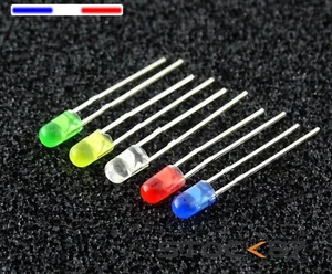 lot de 10 led 3mm sans rebord couleurs aux choix - round LED3mm without flange - Afbeelding 1 van 14