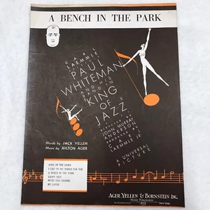 A BENCH IN THE PARK ©1930 Yellen Ager Vintage Sheet Music Piano Uke Jazz Allegro - Picture 1 of 5