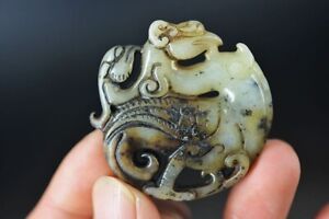 Unique Chinese Old Jade Hand Carved *Phoenix* Pendant K46