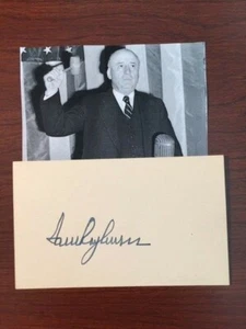 SAM RAYBURN SIGNED CARD, TEXAS POLITICIAN, CIVIL RIGHTS, ROUTE 66, HOUSE SPEAKER - Picture 1 of 1