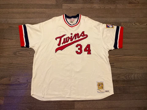 Minnesota Twins Kirby Puckett #34 Mitchell & Ness 1984 MLB Authentic Jersey 3XL Cover