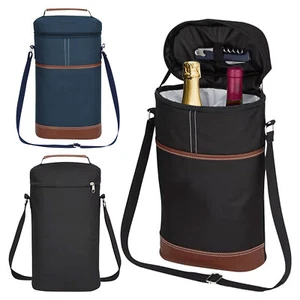 Wine Insulated Carrier Bag 2 Bottle Cooler Protection Carrying Case For Picnic - Picture 1 of 13