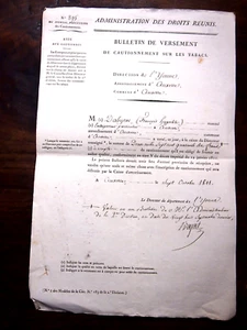 1811 acte de cautionnement sur les tabacs pour Francois d'Aleyrac d'Auxerre - Picture 1 of 3