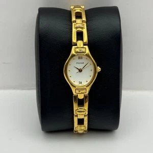 18mm Working Ladies Pulsar 1N01-X069 Gold Plated Japan Quartz Watch 6.5 Inches - Picture 1 of 15