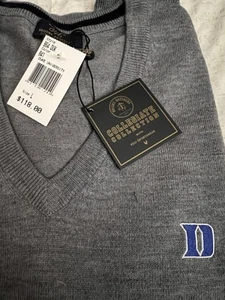 Suéter Pullover Duke University Brooks Brothers Grande Cuello en V 100% Lana Merino - Imagen 1 de 11