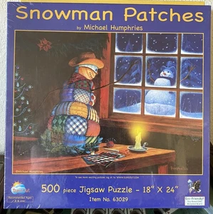 SunsOut jigsaw puzzle;  Snowman Patches by Michael Humphries;  500 pcs - Picture 1 of 2