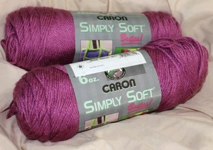 Lot of 2 Caron Simply Soft Yarn, 6 0z 315 yds Medium #4 Rose Violet - Picture 1 of 6