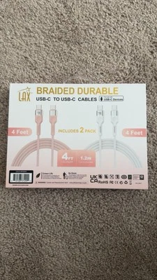 LAX USB-C to USB-C CABLES  4 FOOT SUPER FAST ANDROID & NEW APPLE CABLES - Image 1 of 3