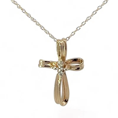 Colgante Cruz Diamante Corte Brillante Oro Amarillo 10k 18 pulgadas (KS1019791) Foto 1 de 4