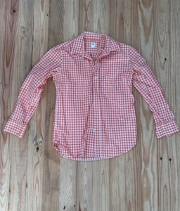 Gap Kids Orange Checkered Button Down Girls Size Large 10 Cotton - Picture 1 of 8