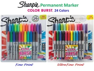 Pluma marcadora permanente de punto fino o ultrafino Sharpie Color Burst 24 colores - Imagen 1 de 8