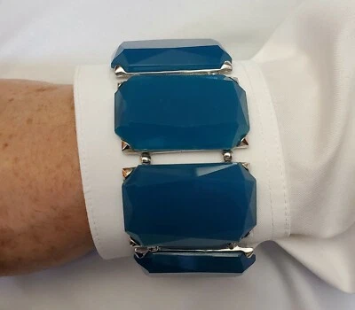 Brazalete grueso elástico vintage años 70 zafiro acrílico Foto 1 de 4