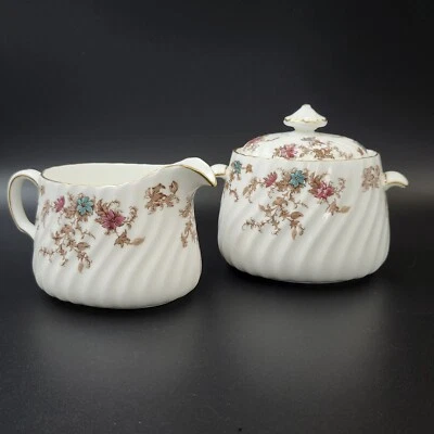 Azúcar y crema cubierta ancestral Minton (grieta) #S-376 floral pintada a mano Foto 1 de 4