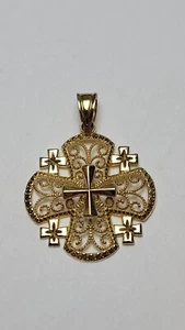 Vintage Michael Anthony 10K Yellow Gold Jerusalem Cross Pendant - Picture 1 of 6