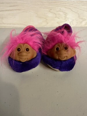 Vintage 90’s Plush “Adopt a Norfin Troll” Slippers Size Medium Kids 7-8 - Image 1 of 4