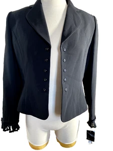 Blazer Tahari Arthur Levine para mujer Petite 6P negro seda encaje manga lazo NUEVO - Imagen 1 de 19