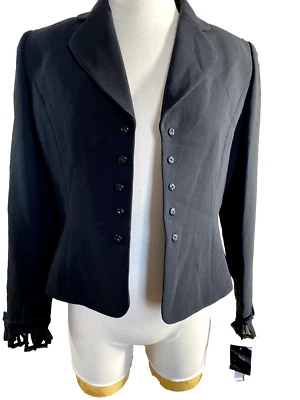 Blazer Tahari Arthur Levine para mujer Petite 6P negro seda encaje manga lazo NUEVO Foto 1 de 4