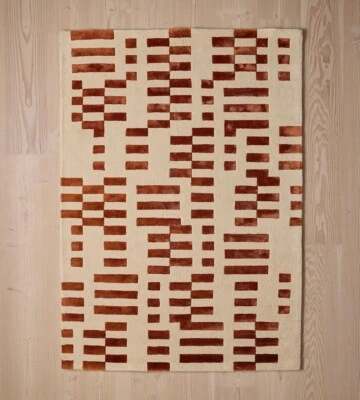 Hand-Tufted Rust Wool Area Rug Handmade Luxury Carpet for Bedroom Home Decor - Image 1 of 3