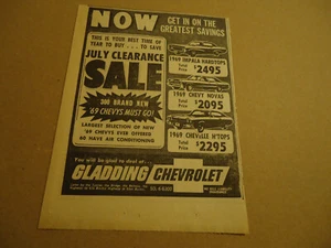 Chevrolet Impala & Nova 1969 auto newspaper ad - Picture 1 of 1