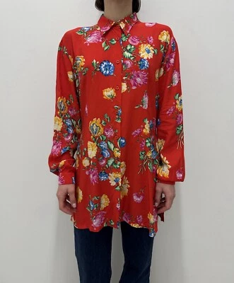 Vintage Kenzo Jungle Viscose Floral Red Shirt Size 42 - Image 1 of 4