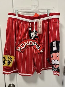 Monopoly Shorts Men Red Jersey Shorts Headgear 1935 Boardgame Classic XL NWT - Picture 1 of 5